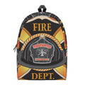 Flaming Firefighter Emblem Print School Backpack