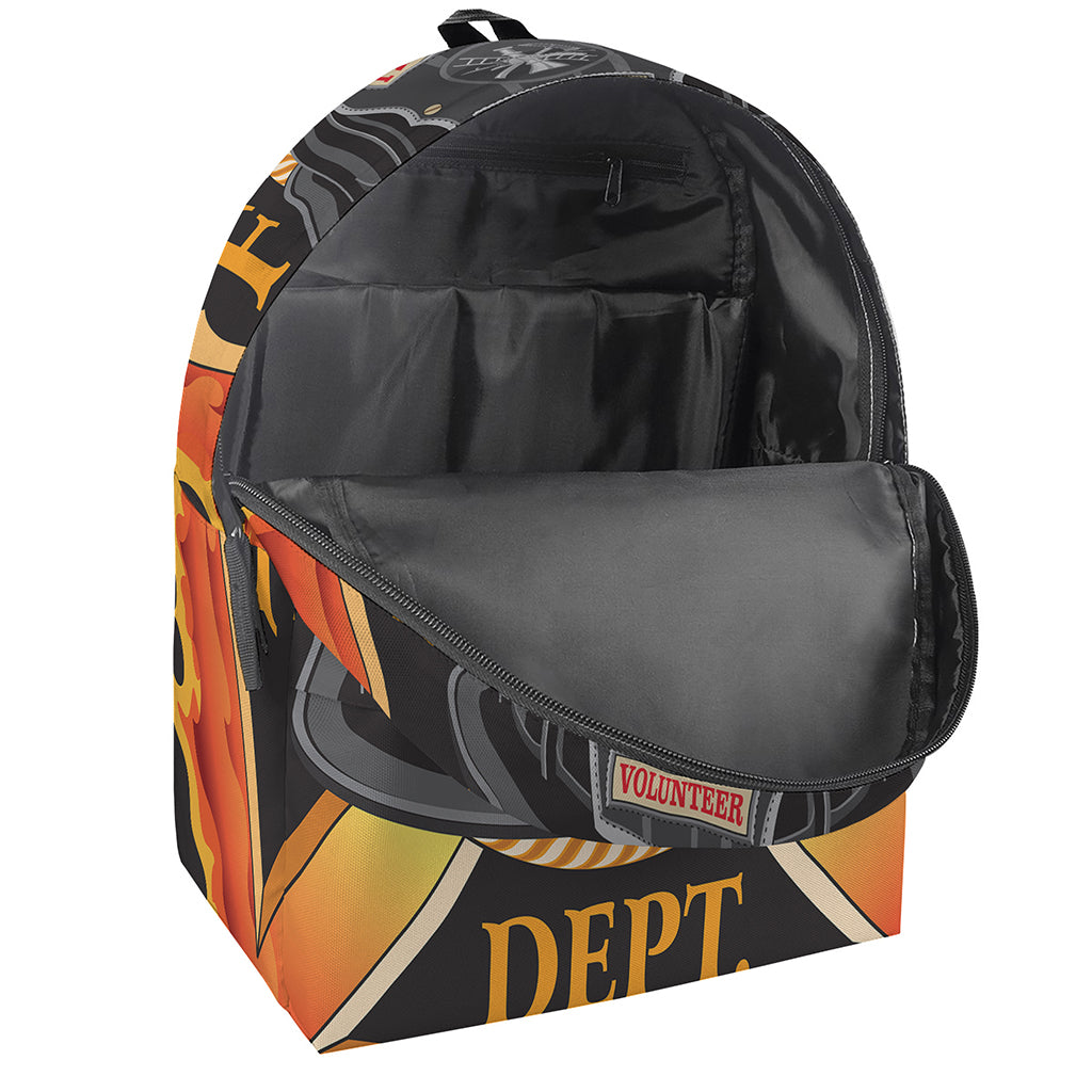 Flaming Firefighter Emblem Print Backpack