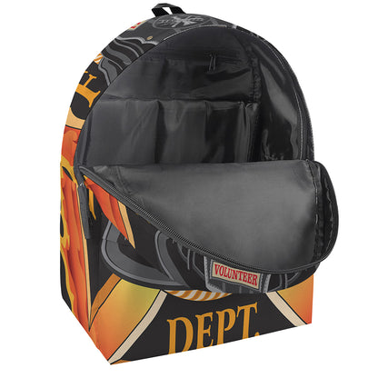 Flaming Firefighter Emblem Print Backpack