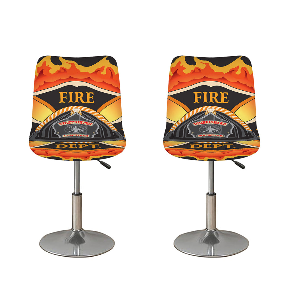 Flaming Firefighter Emblem Print Bar Stool Covers