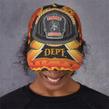 Flaming Firefighter Emblem Print Baseball Cap