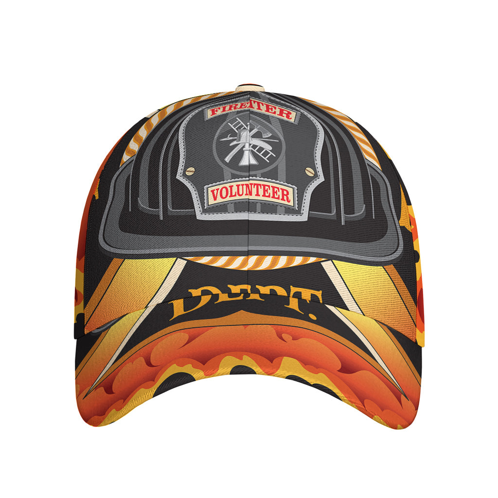 Flaming Firefighter Emblem Print Baseball Cap