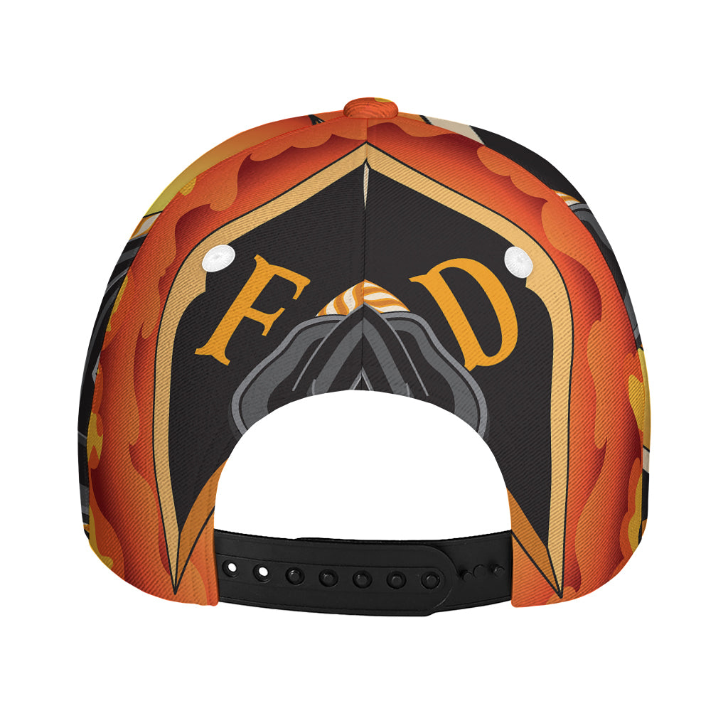 Flaming Firefighter Emblem Print Baseball Cap