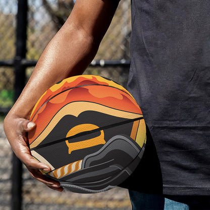 Flaming Firefighter Emblem Print Basketball