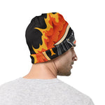 Flaming Firefighter Emblem Print Beanie