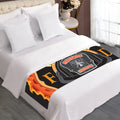 Flaming Firefighter Emblem Print Bed Runner