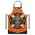 Flaming Firefighter Emblem Print Bib Apron With Pocket
