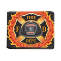 Flaming Firefighter Emblem Print Bifold Wallet