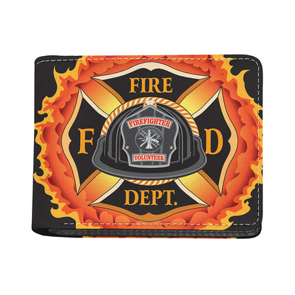 Flaming Firefighter Emblem Print Bifold Wallet
