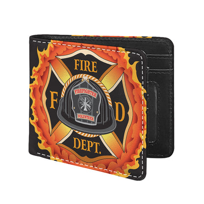 Flaming Firefighter Emblem Print Bifold Wallet