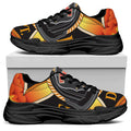 Flaming Firefighter Emblem Print Black Chunky Shoes