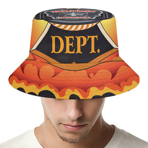 Flaming Firefighter Emblem Print Bucket Hat