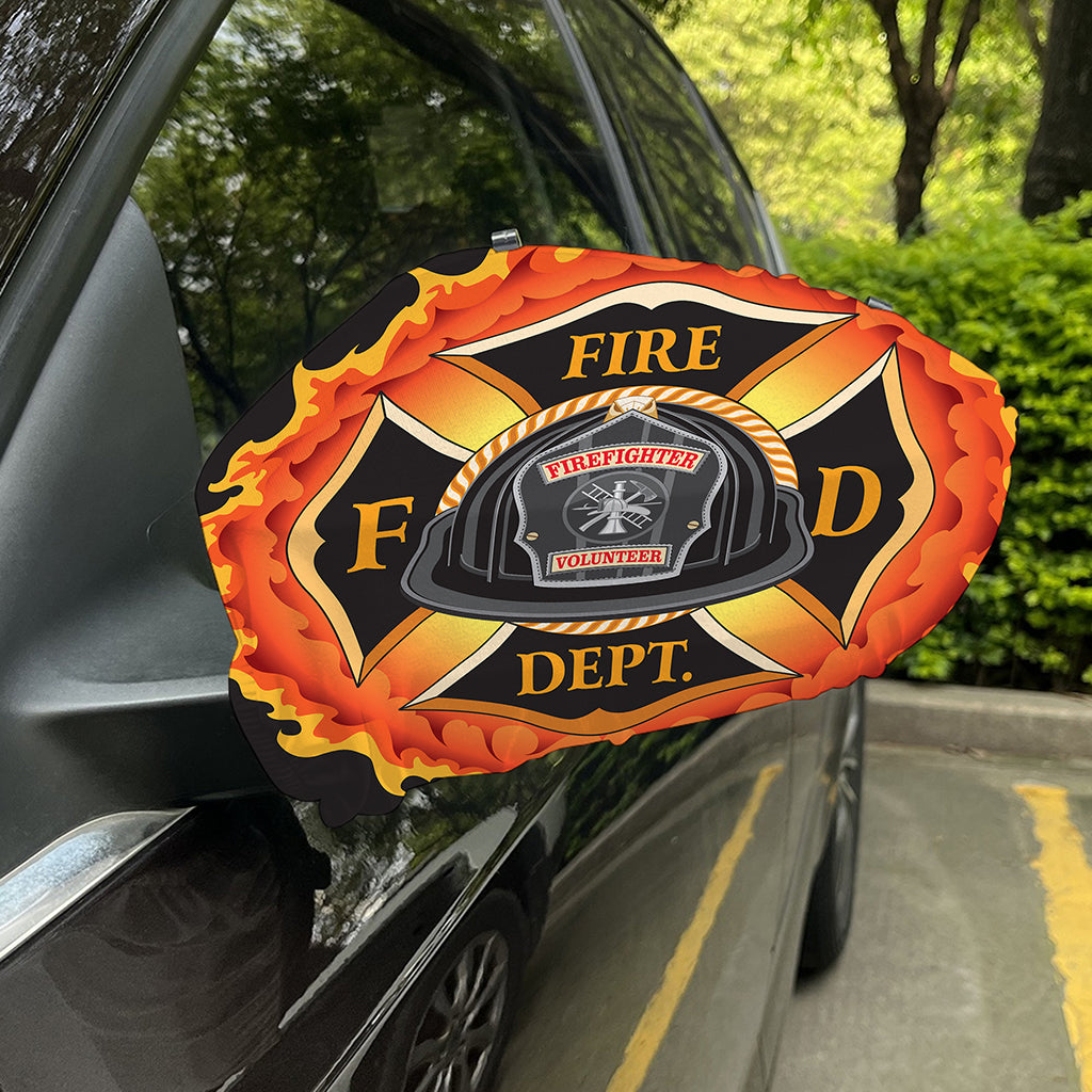 Flaming Firefighter Emblem Print Car Side Mirror Covers