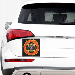 Flaming Firefighter Emblem Print Car Sticker