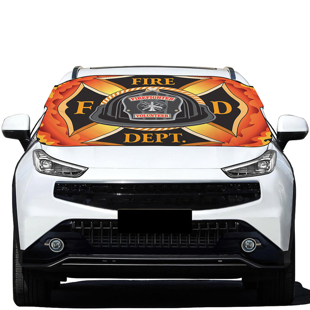 Flaming Firefighter Emblem Print Car Windshield Snow Cover