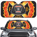 Flaming Firefighter Emblem Print Car Windshield Sun Shade