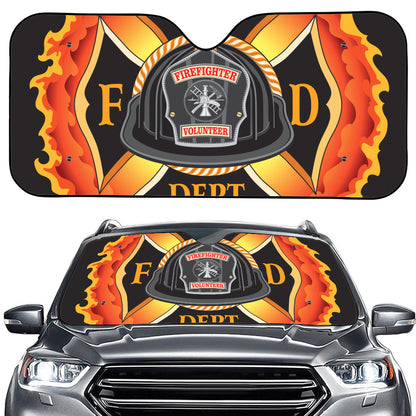 Flaming Firefighter Emblem Print Car Windshield Sun Shade