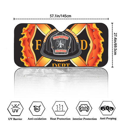 Flaming Firefighter Emblem Print Car Windshield Sun Shade