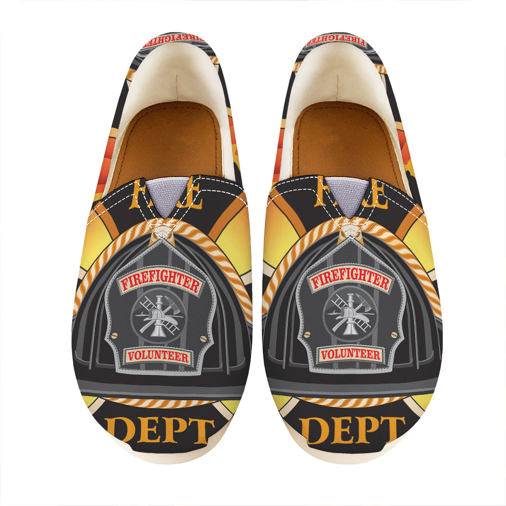 Flaming Firefighter Emblem Print Casual Shoes