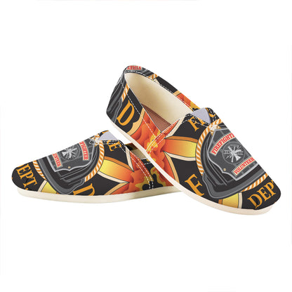 Flaming Firefighter Emblem Print Casual Shoes