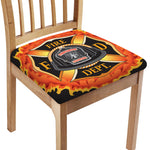 Flaming Firefighter Emblem Print Chair Cushion Cover