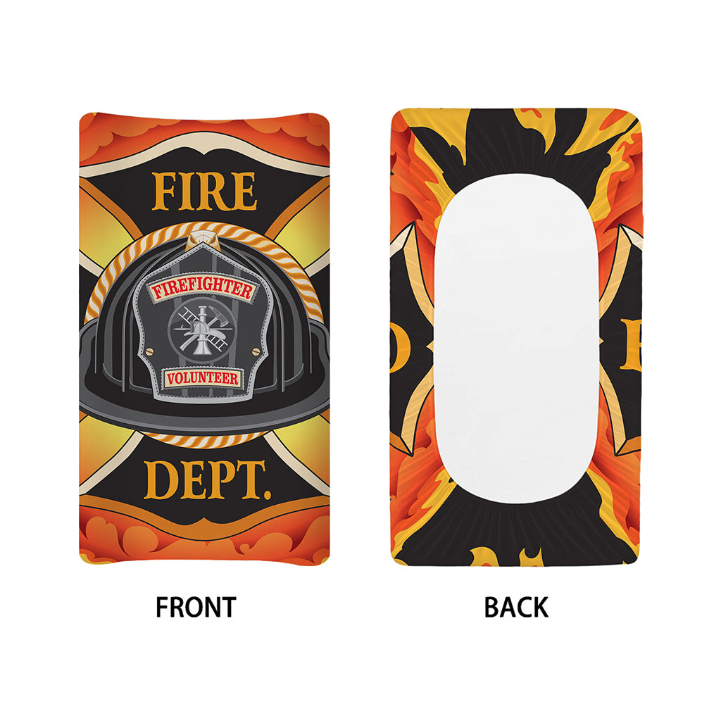 Flaming Firefighter Emblem Print Changing Pad Cover
