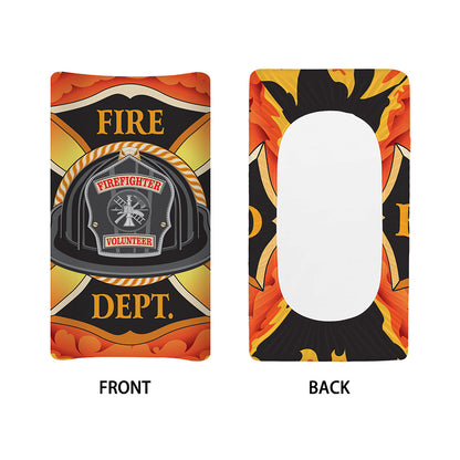 Flaming Firefighter Emblem Print Changing Pad Cover