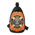 Flaming Firefighter Emblem Print Sling Bag