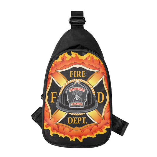 Flaming Firefighter Emblem Print Chest Bag