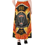 Flaming Firefighter Emblem Print Chiffon Maxi Skirt