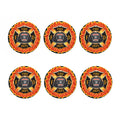 Flaming Firefighter Emblem Print Coaster Set