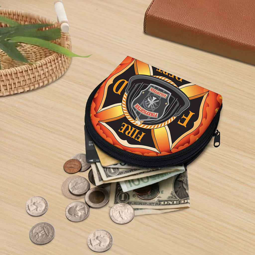 Flaming Firefighter Emblem Print Coin Purse