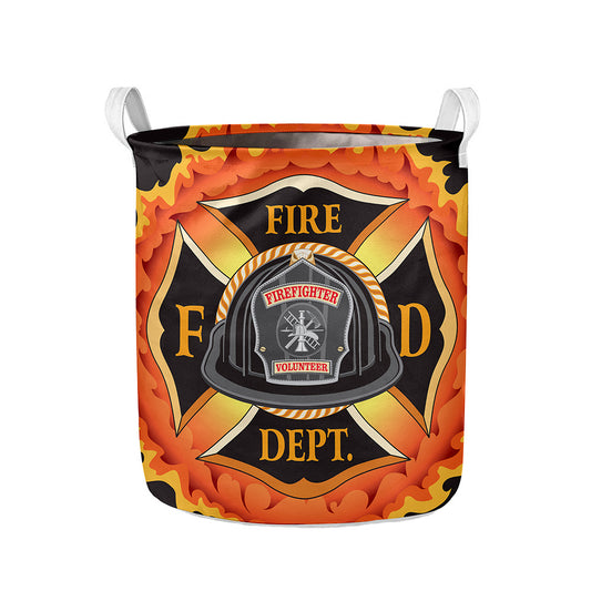 Flaming Firefighter Emblem Print Collapsible Laundry Basket
