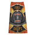 Flaming Firefighter Emblem Print Cotton Front Slit Maxi Skirt