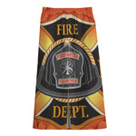 Flaming Firefighter Emblem Print Cotton Front Slit Maxi Skirt