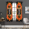Flaming Firefighter Emblem Print Grommet Curtain Panels