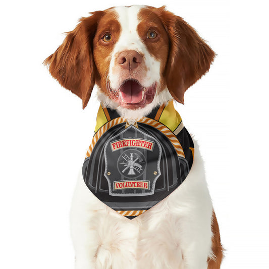 Flaming Firefighter Emblem Print Dog Bandana