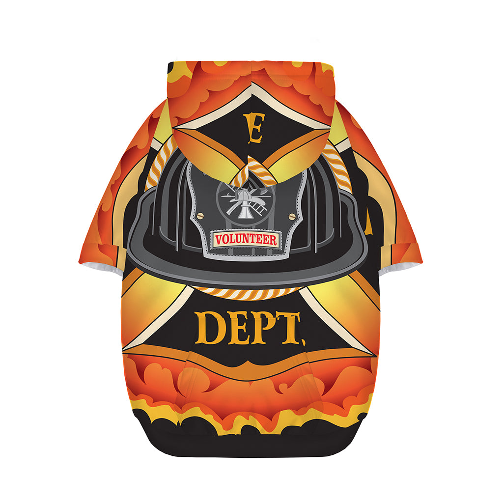 Flaming Firefighter Emblem Print Dog Zip Up Hoodie