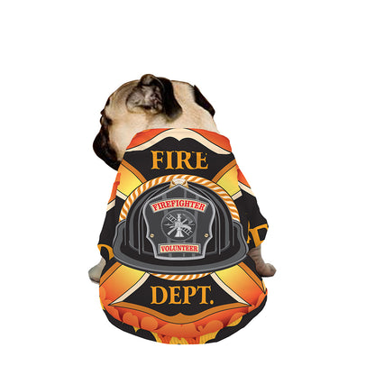 Flaming Firefighter Emblem Print Dog Zip Up Jacket