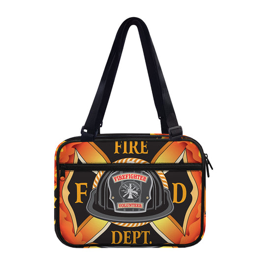 Flaming Firefighter Emblem Print Double Strap Bible Bag