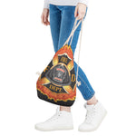 Flaming Firefighter Emblem Print Drawstring Bag