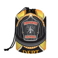 Flaming Firefighter Emblem Print Drawstring Makeup Bag