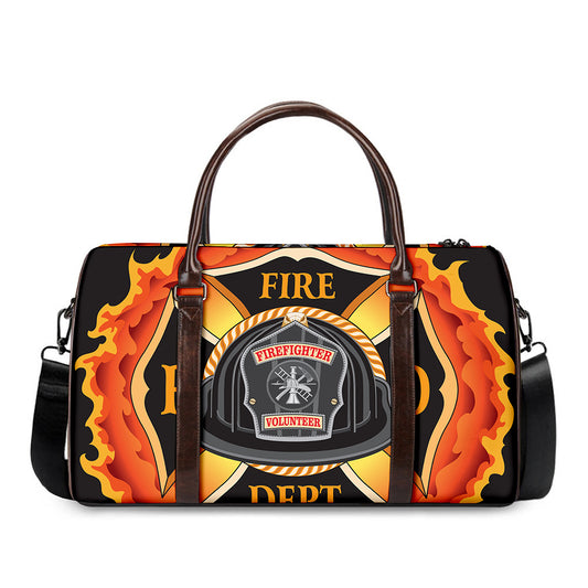 Flaming Firefighter Emblem Print Duffle Bag