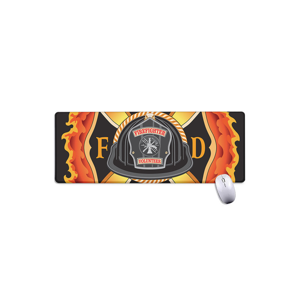 Flaming Firefighter Emblem Print Extended Mouse Pad
