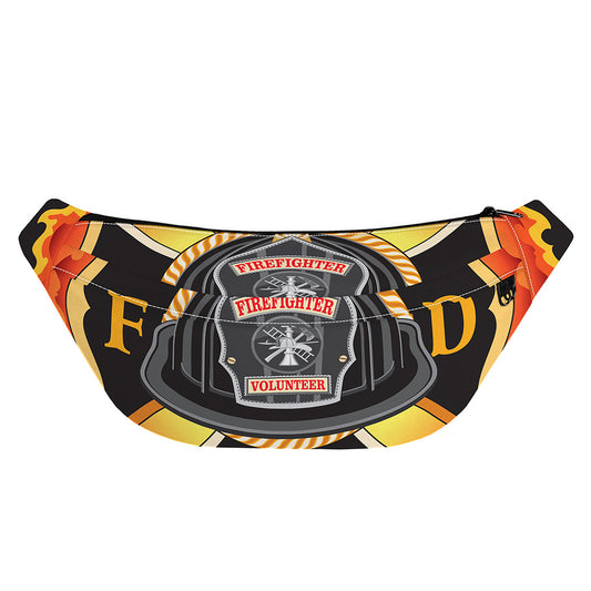 Flaming Firefighter Emblem Print Fanny Pack