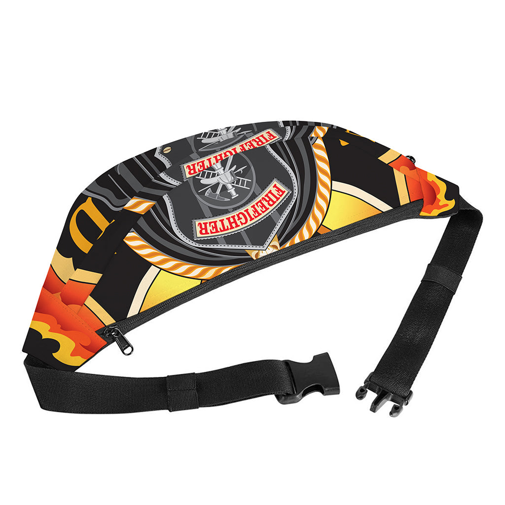 Flaming Firefighter Emblem Print Fanny Pack