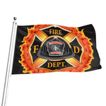 Flaming Firefighter Emblem Print Flag