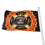 Flaming Firefighter Emblem Print Flag