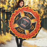 Flaming Firefighter Emblem Print Foldable Umbrella