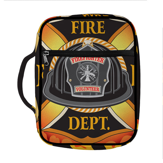 Flaming Firefighter Emblem Print Front Pocket Bible Bag
